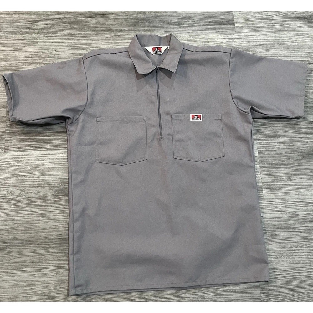 Ben Davis Vintage 90s Half Zip Work Shirt Size M Grey